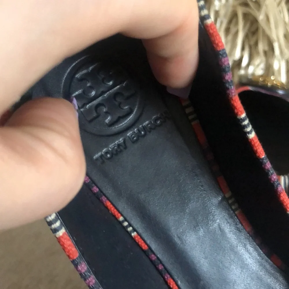 Tory Burch Reva Bauer Stripe Printed Canvas Flats - Picture 7 of 11